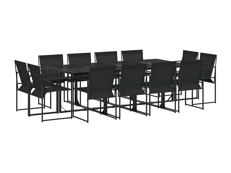 Idalou  Ensemble à manger de jardin 13 pcs noir textilène