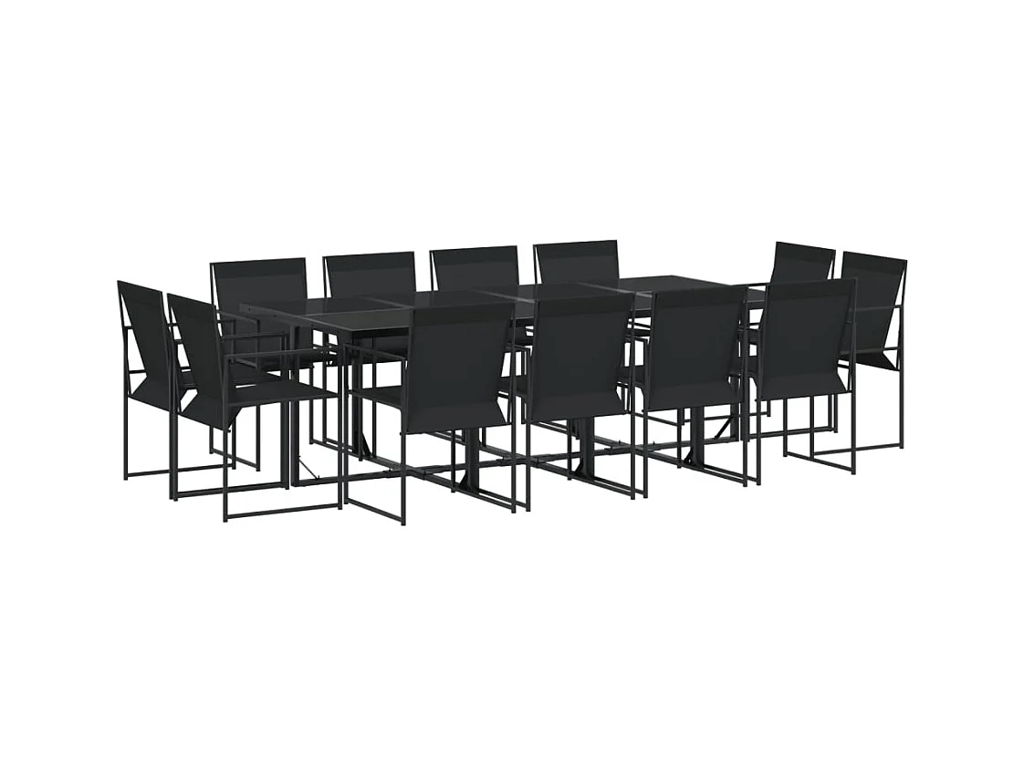 Idalou  Juego de comedor de jardín 13 piezas textileno negro