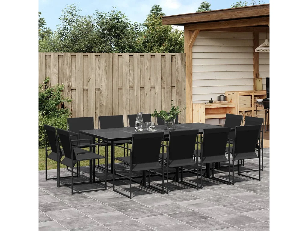 Idalou  Ensemble à manger de jardin 13 pcs noir textilène
