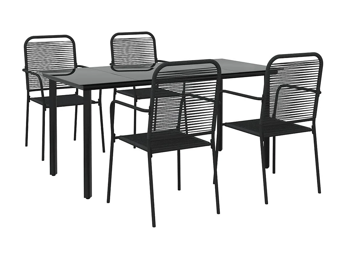 Scott  Ensemble à manger de jardin 5 pcs Noir Corde de coton et acier