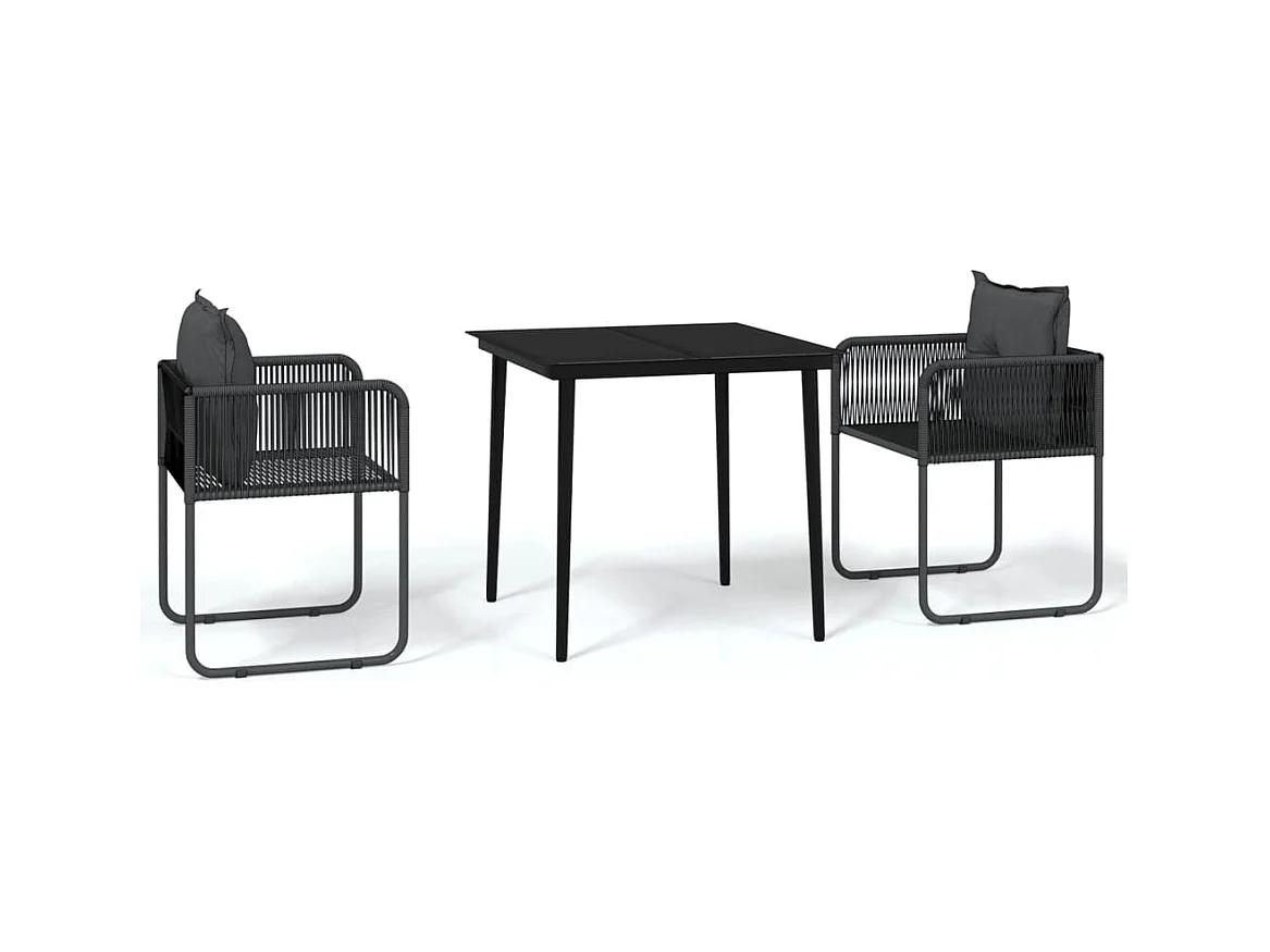 Azzedine  Ensemble à manger de jardin 3 pcs Noir