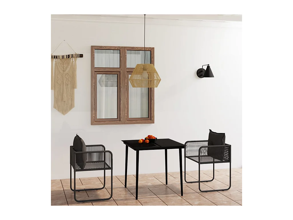 Azzedine  Ensemble à manger de jardin 3 pcs Noir