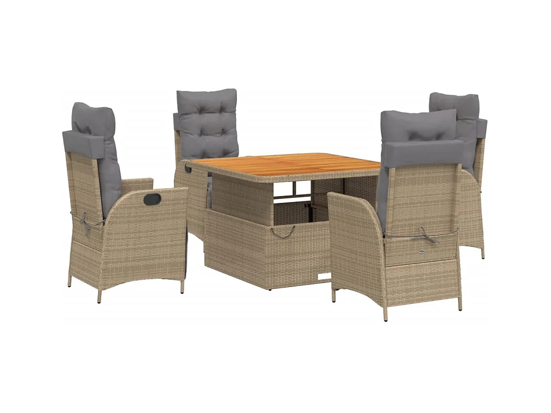 Arde  5-delige Tuinset met kussens poly rattan beige