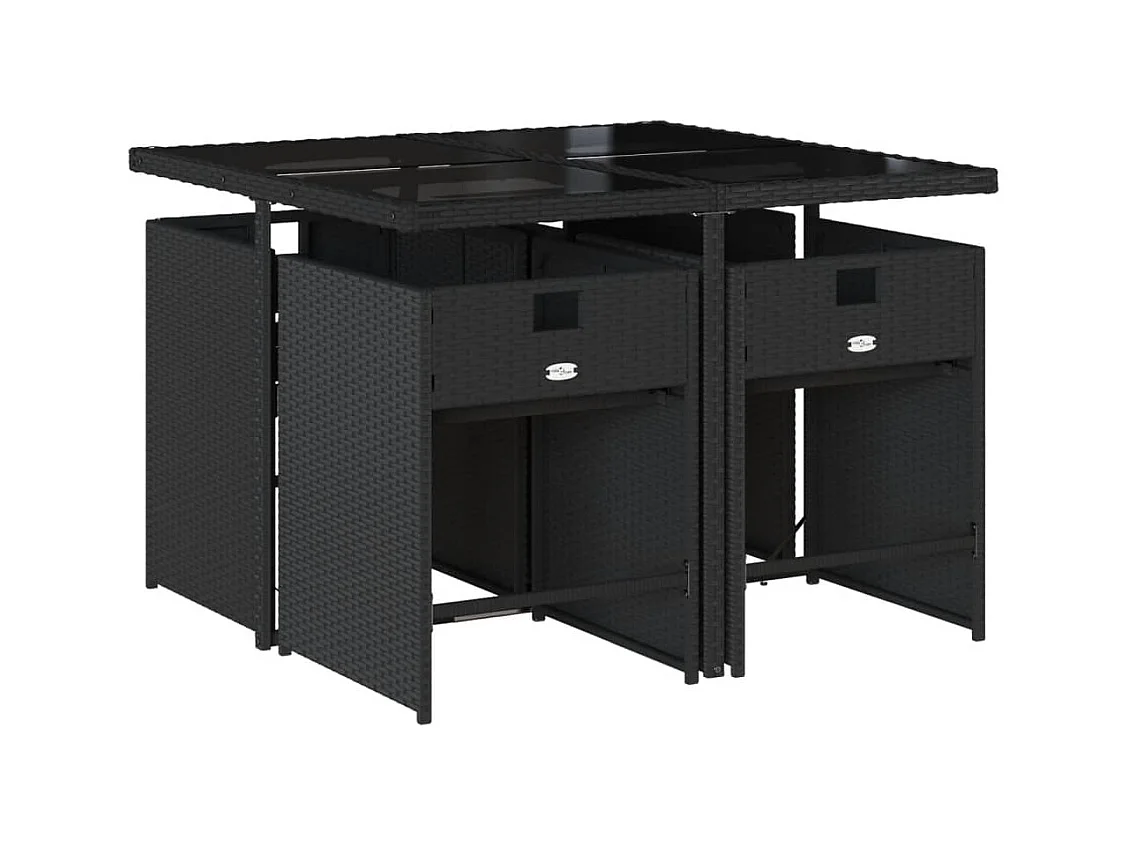 Heeswijk-Dinther  Ensemble à manger de jardin coussins 5pcs Noir Résine tressée