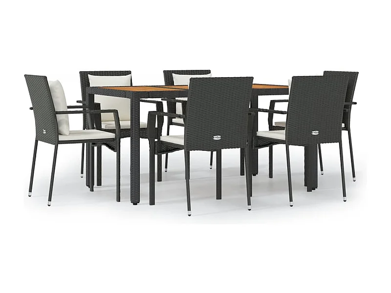 Van Buren  7-delige Tuinset met kussens poly rattan zwart