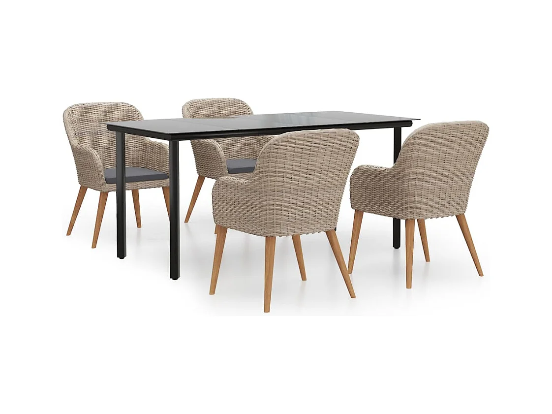 Zevrik  5-delige Tuinset met kussens bruin