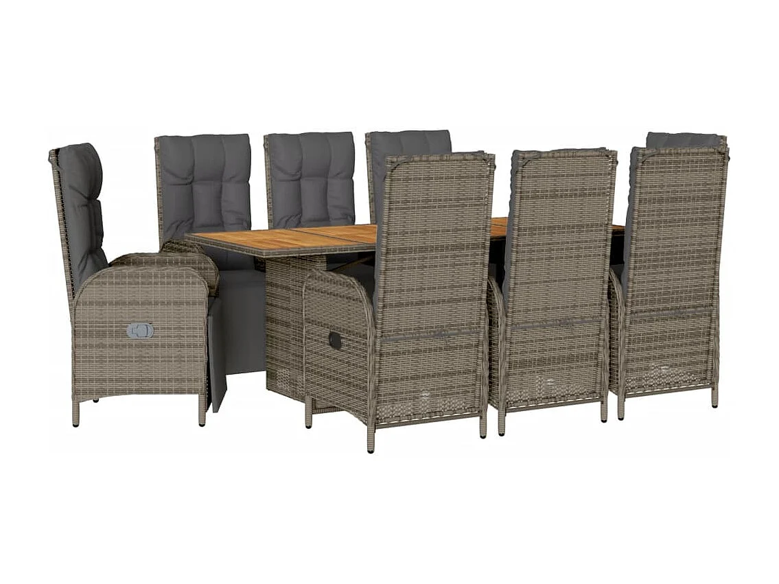 Gylfre  9-delige Tuinset met kussens poly rattan grijs