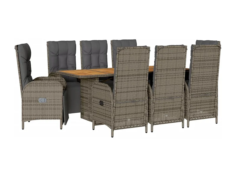 Gylfre  9-delige Tuinset met kussens poly rattan grijs