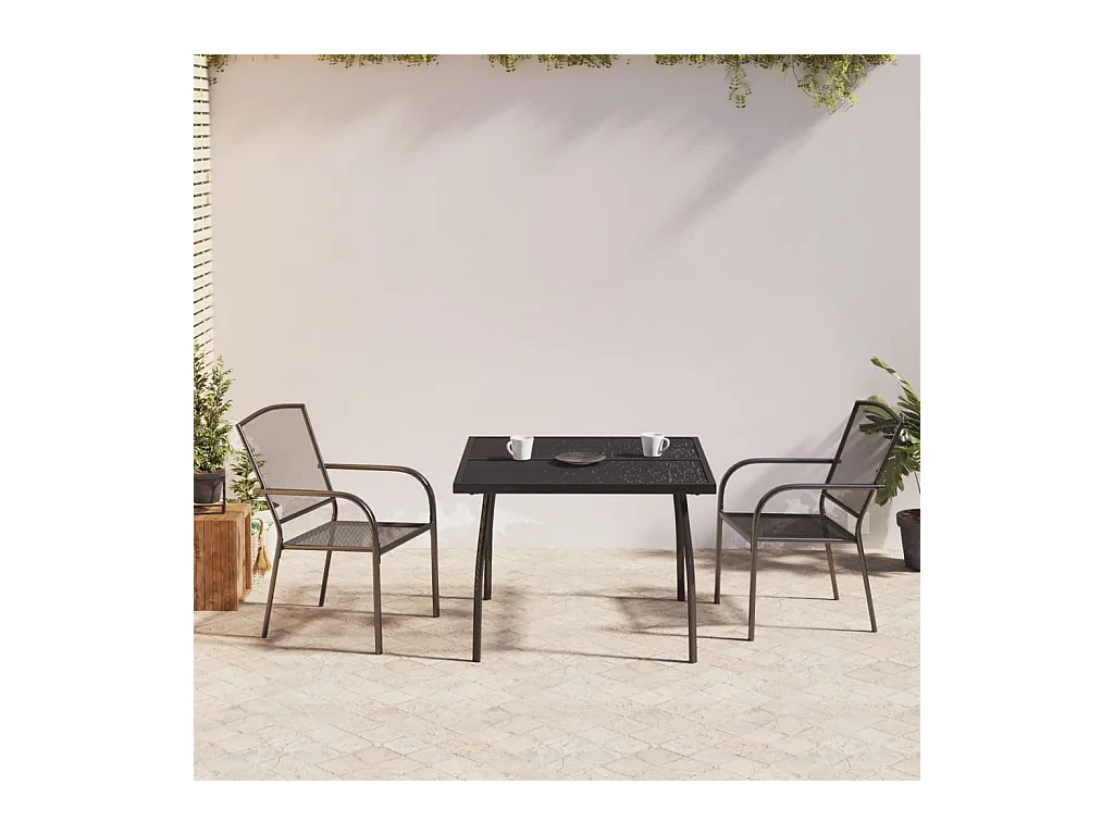 Booneville  Ensemble à manger de jardin 3 pcs anthracite acier