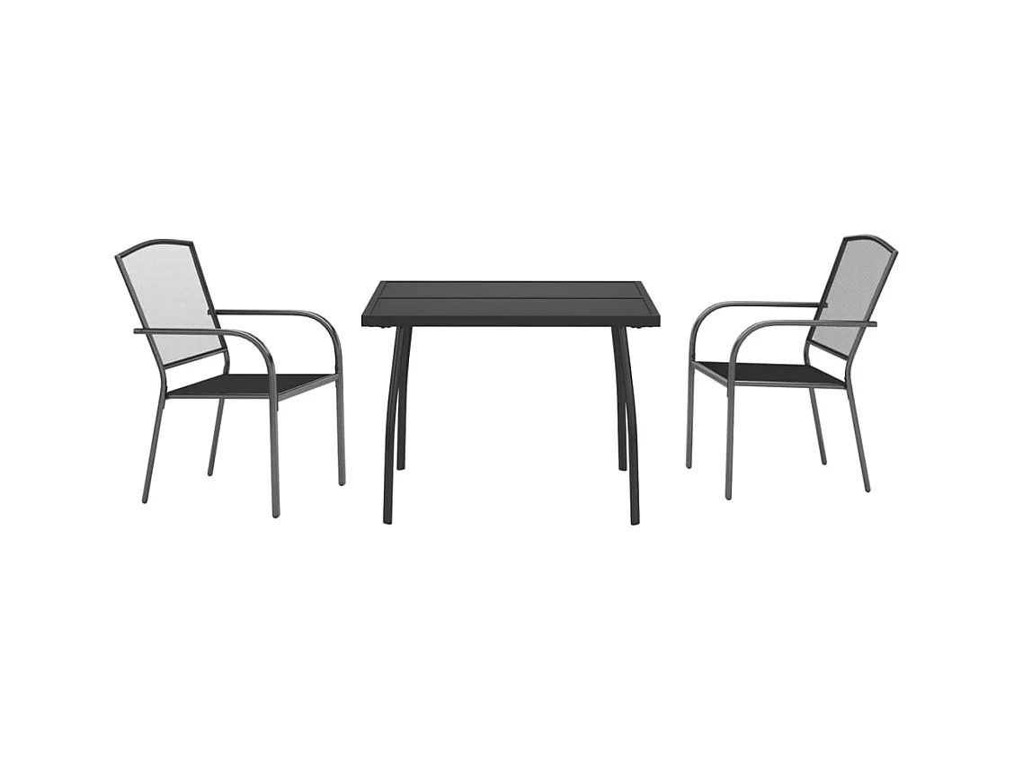 Booneville  Ensemble à manger de jardin 3 pcs anthracite acier