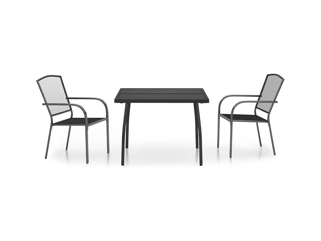 Booneville  Ensemble à manger de jardin 3 pcs anthracite acier