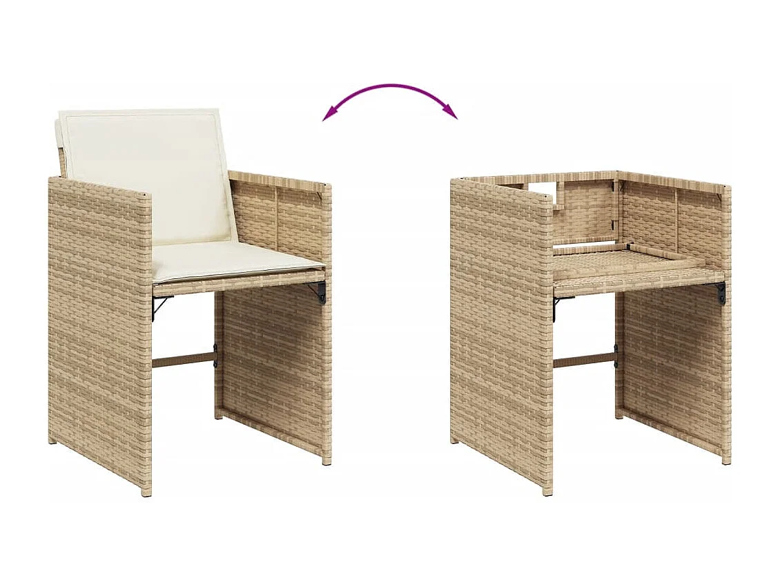 Heeswijk-Dinther  Ensemble à manger de jardin et coussins 7 pcs beige poly rotin