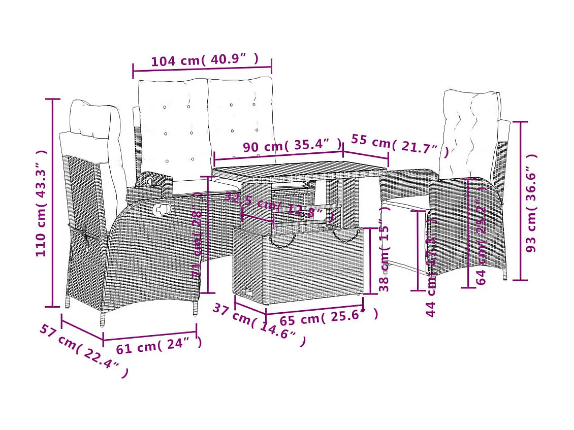 Boxmeer  Ensemble à manger de jardin coussins 4 pcs beige résine tressée
