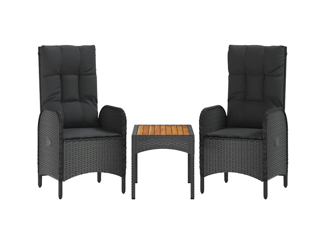 Holbaek  Ensemble à manger de jardin coussins 5pcs Noir Résine tressée