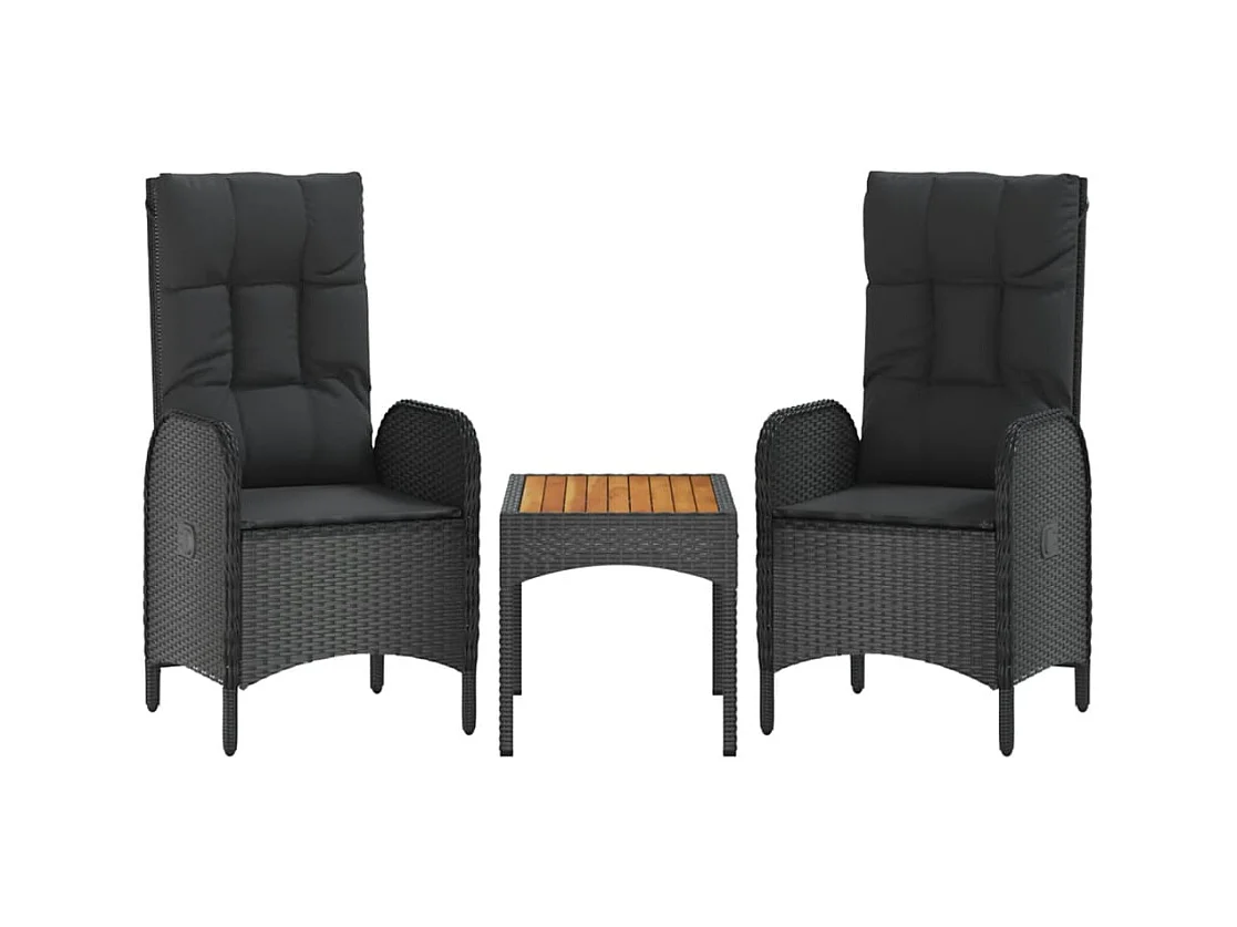 Holbaek  Ensemble à manger de jardin coussins 5pcs Noir Résine tressée