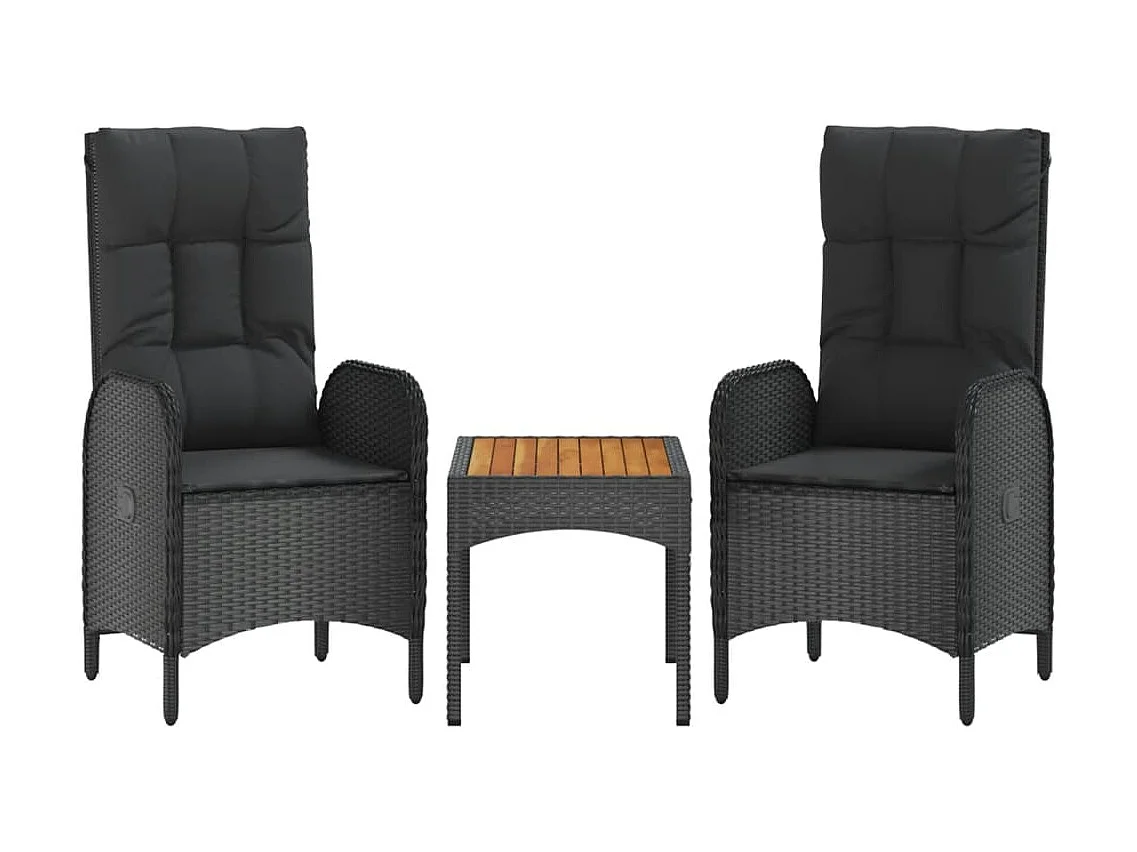 Holbaek  Ensemble à manger de jardin coussins 5pcs Noir Résine tressée