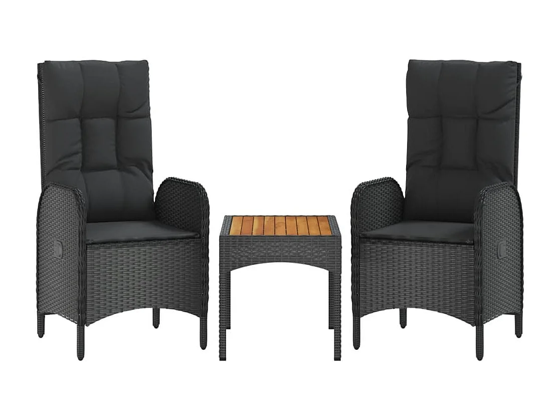 Holbaek  Ensemble à manger de jardin coussins 5pcs Noir Résine tressée