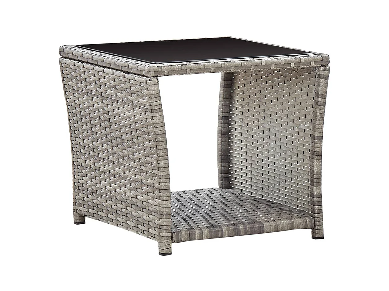 Pjorik  Ensemble à manger de jardin 3 pcs coussins gris résine tressée