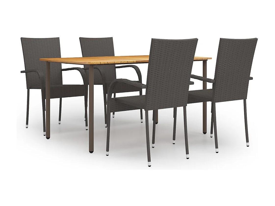 Baldwin  Ensemble à manger de jardin 5 pcs Résine tressée Marron