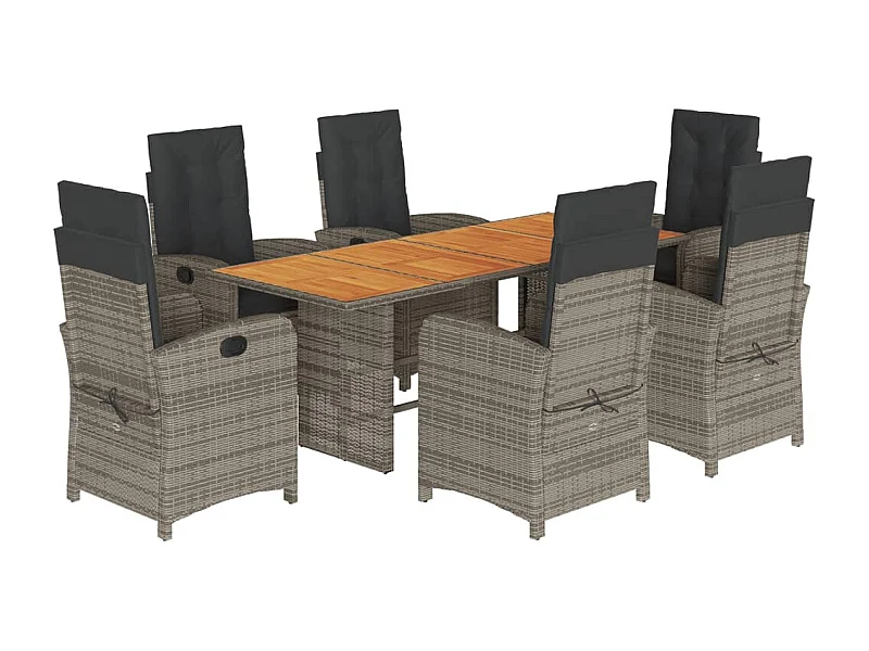 Nayo  7-delige Tuinset met kussens poly rattan grijs