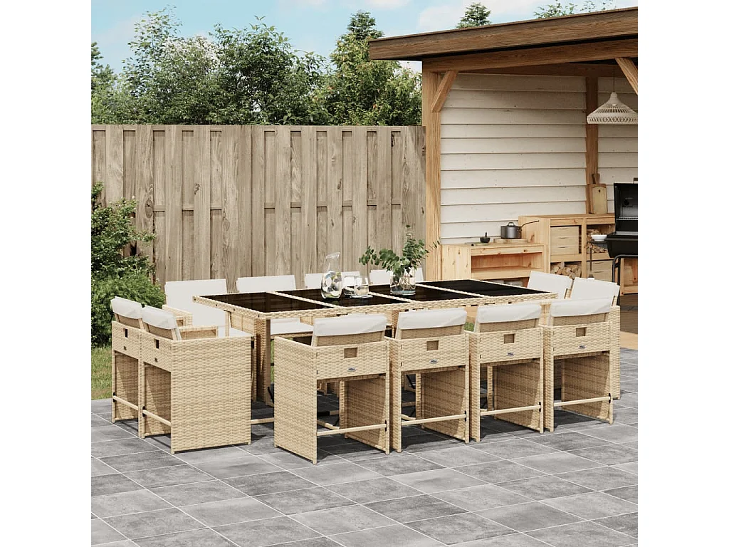 An Daingean  Ensemble à manger de jardin et coussins 13 pcs beige