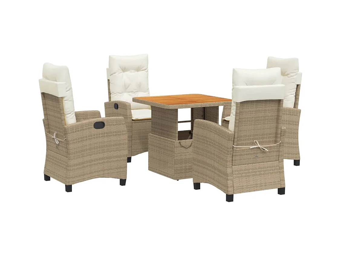 Brazil  Ensemble à manger de jardin avec coussins 5pcs Beige poly rotin