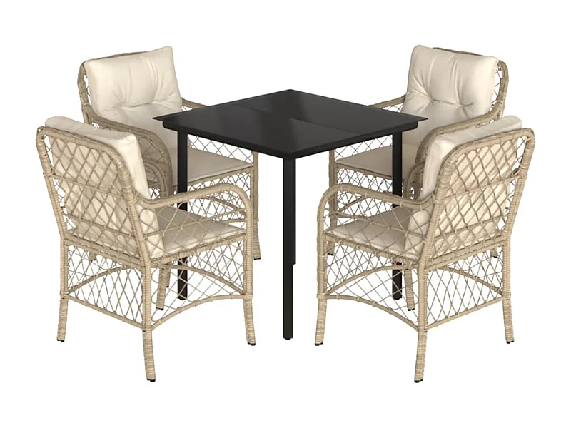 Wilder  5-delige Tuinset met kussens poly rattan beige