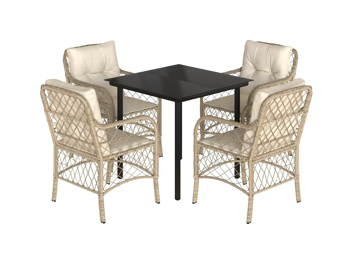 Wilder  5-delige Tuinset met kussens poly rattan beige