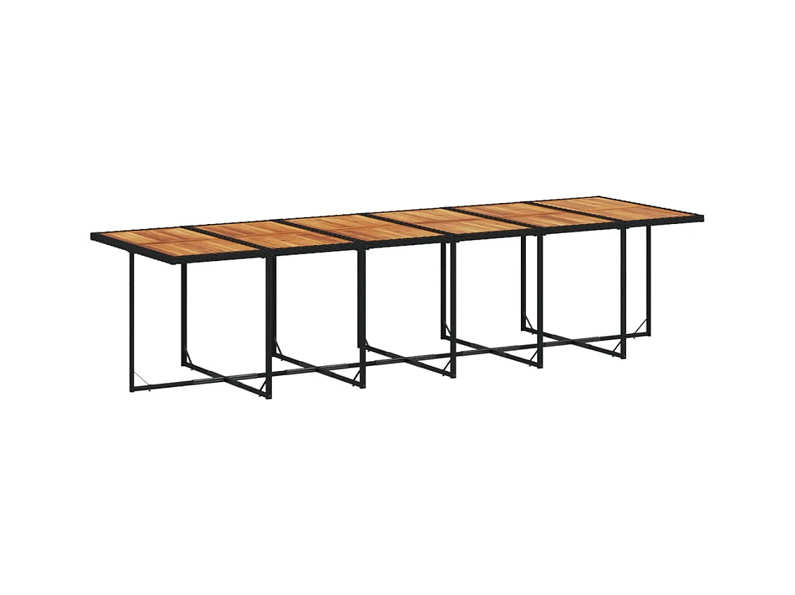 Sener  Set comedor de jardín con cojines 13 pzas ratán sintético negro