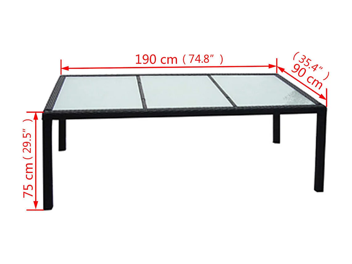 Fea  Ensemble à manger d'extérieur 9pcs coussins résine tressée noir