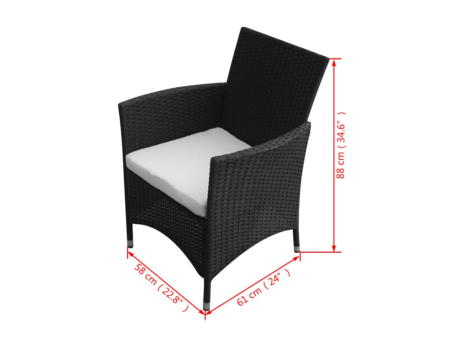 Fea  Ensemble à manger d'extérieur 9pcs coussins résine tressée noir