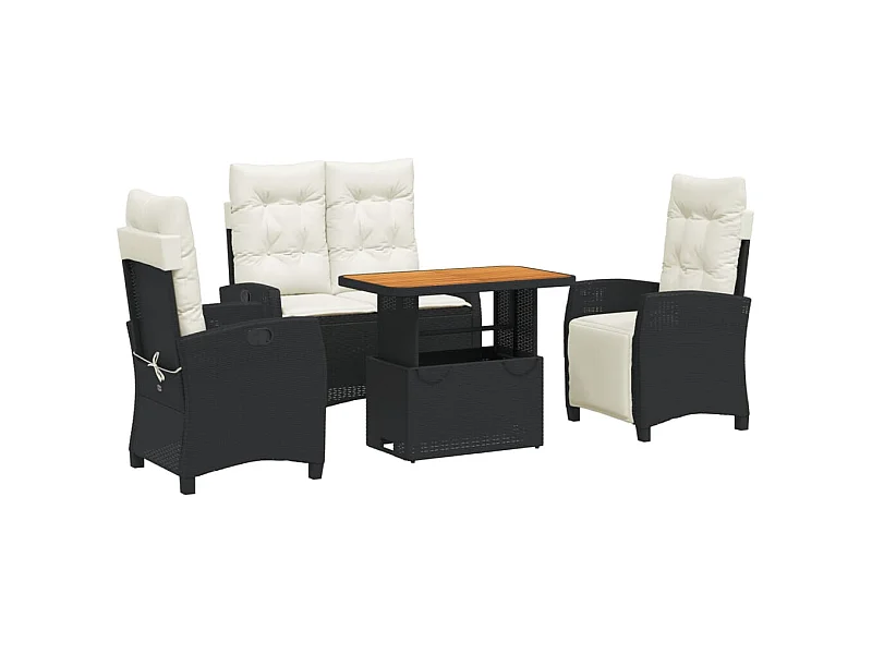 Toby Dean  Ensemble à manger de jardin 4 pcs avec coussins noir