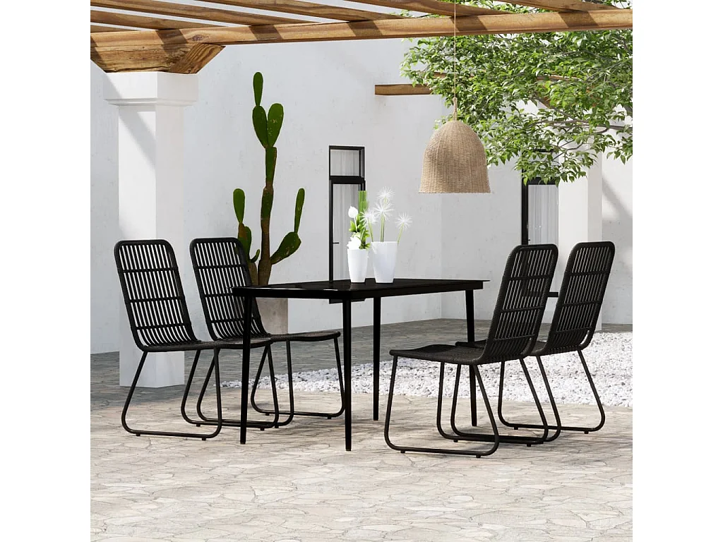 María Patricia  Ensemble à manger de jardin 5 pcs Noir