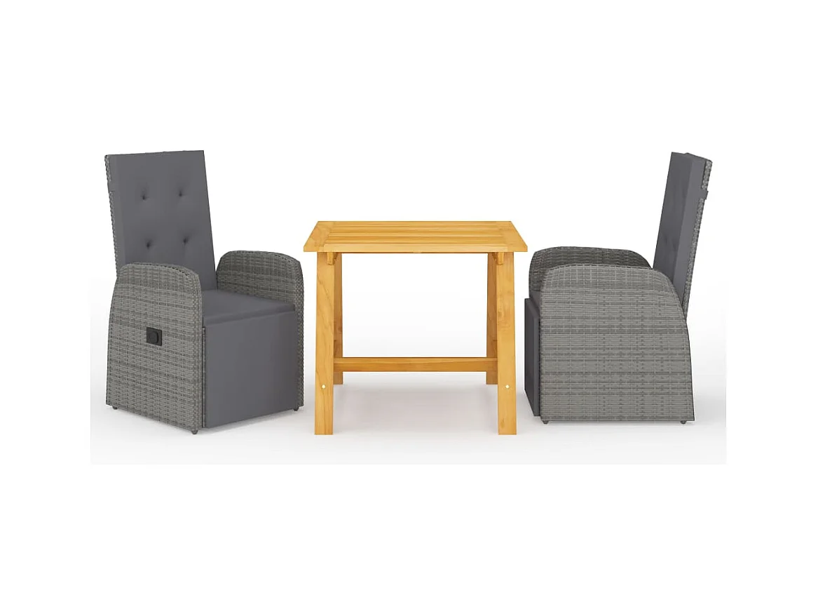 Simon-Paul  Ensemble à manger de jardin 3 pcs Gris