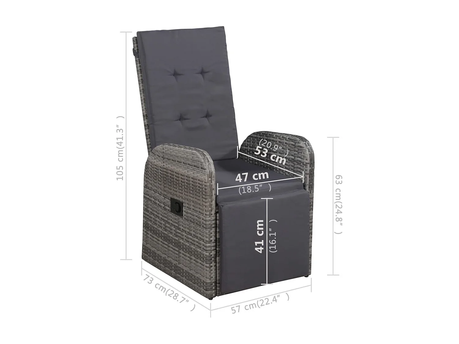 Simon-Paul  Ensemble à manger de jardin 3 pcs Gris