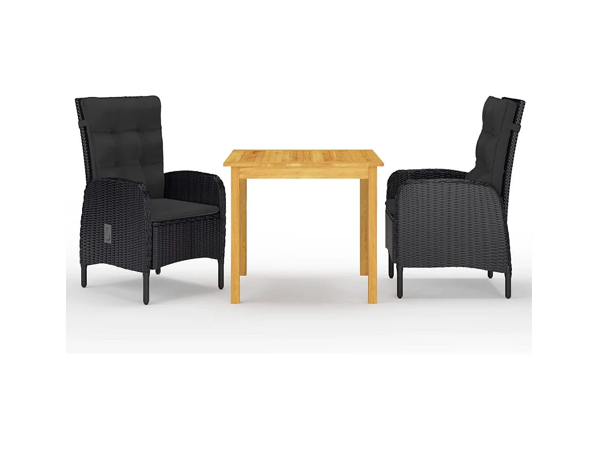 Collinsville  Ensemble à manger de jardin 3 pcs Noir