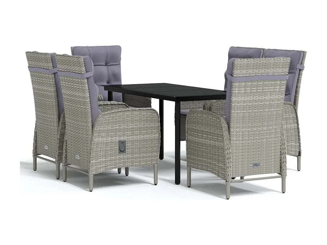 Eliseo  Ensemble à manger de jardin coussins 7pcs Gris et noir