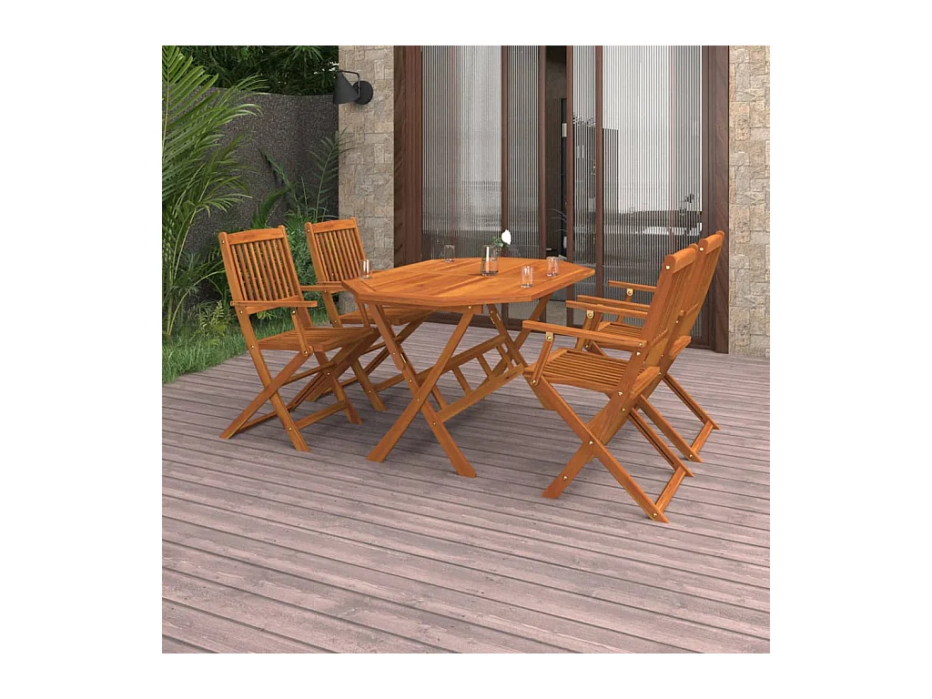 Margot-Claire  Ensemble à manger de jardin 5 pcs Bois d'acacia solide