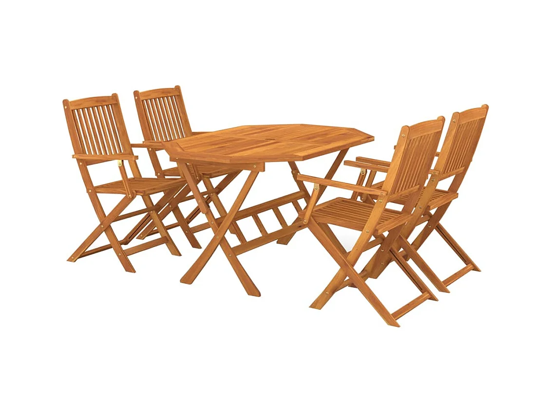 Margot-Claire  Juego de comedor de jardín 5 piezas madera maciza de acacia