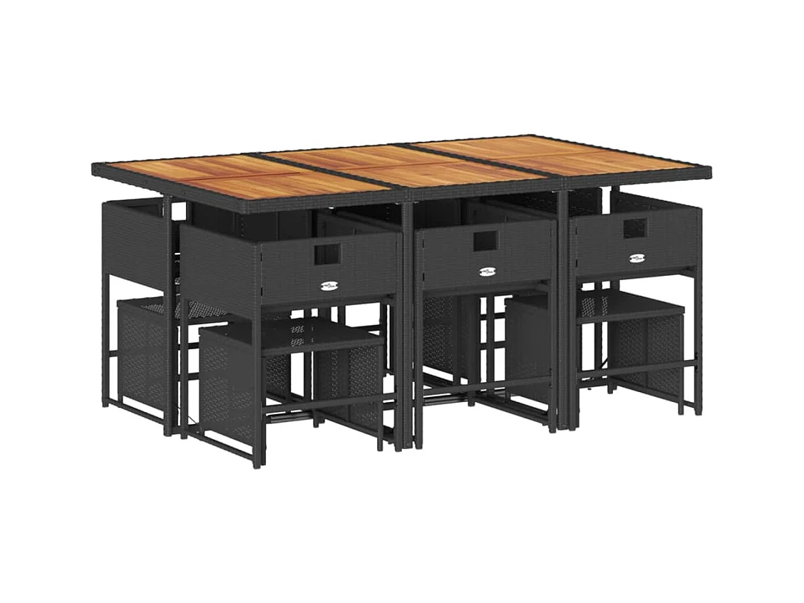 Kirkland  11-delige Tuinset met kussens poly rattan zwart