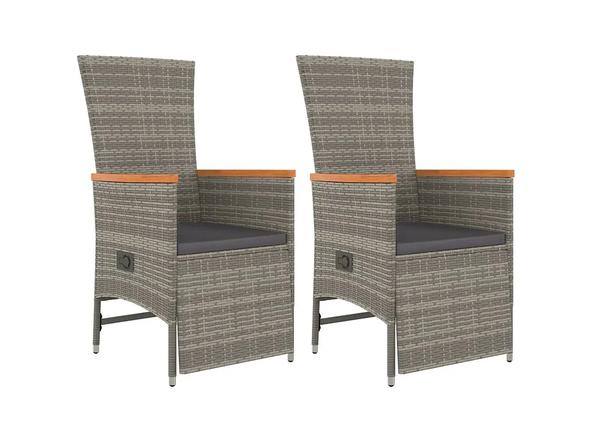 Valentin  Set comedor de jardín 3 piezas con cojines ratán sintético gris