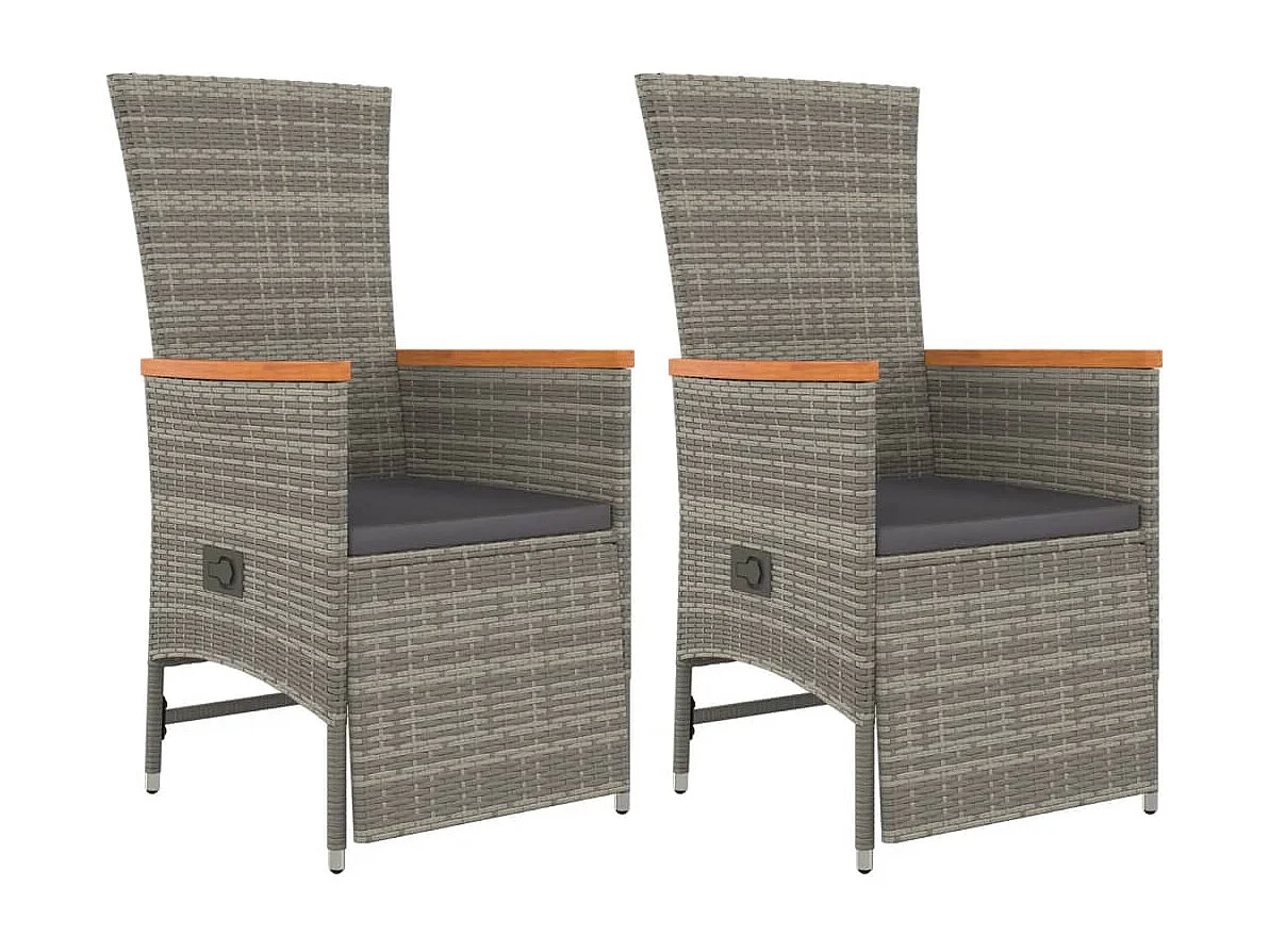 Valentin  Ensemble à manger de jardin 3 pcs coussins gris résine tressée