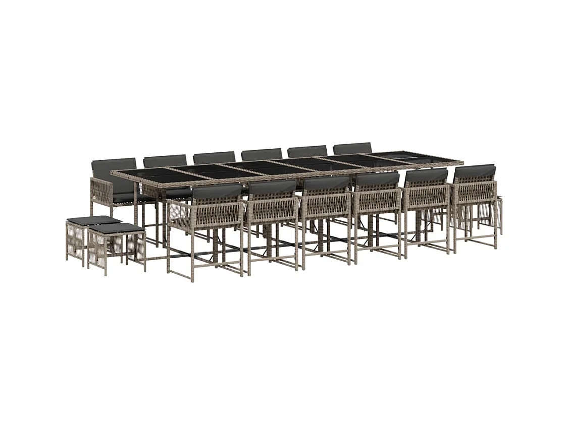 Xeli  17-delige Tuinset met kussens poly rattan grijs