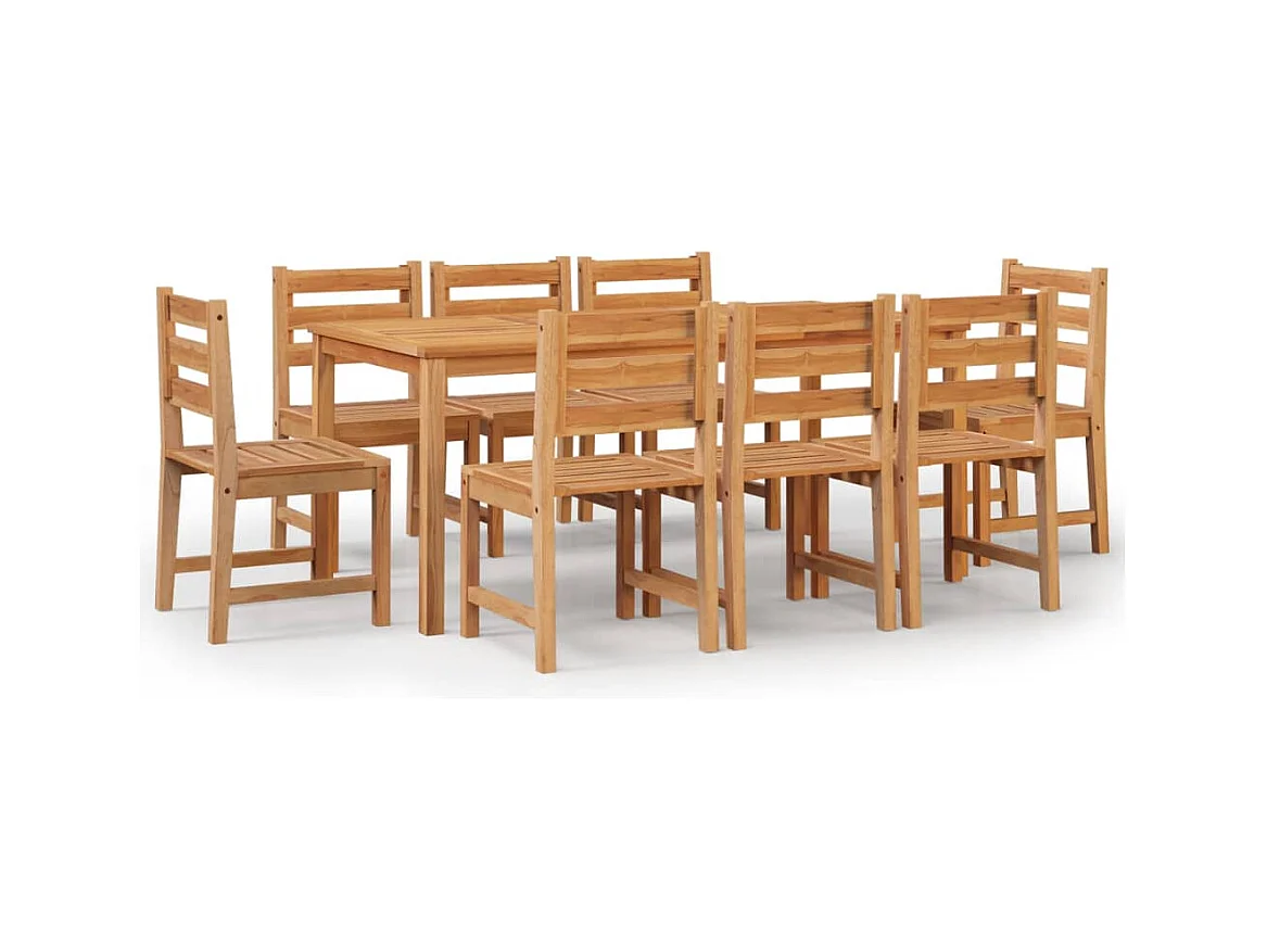 Addison Lee  Juego de comedor para jardín 9 piezas madera maciza de teca