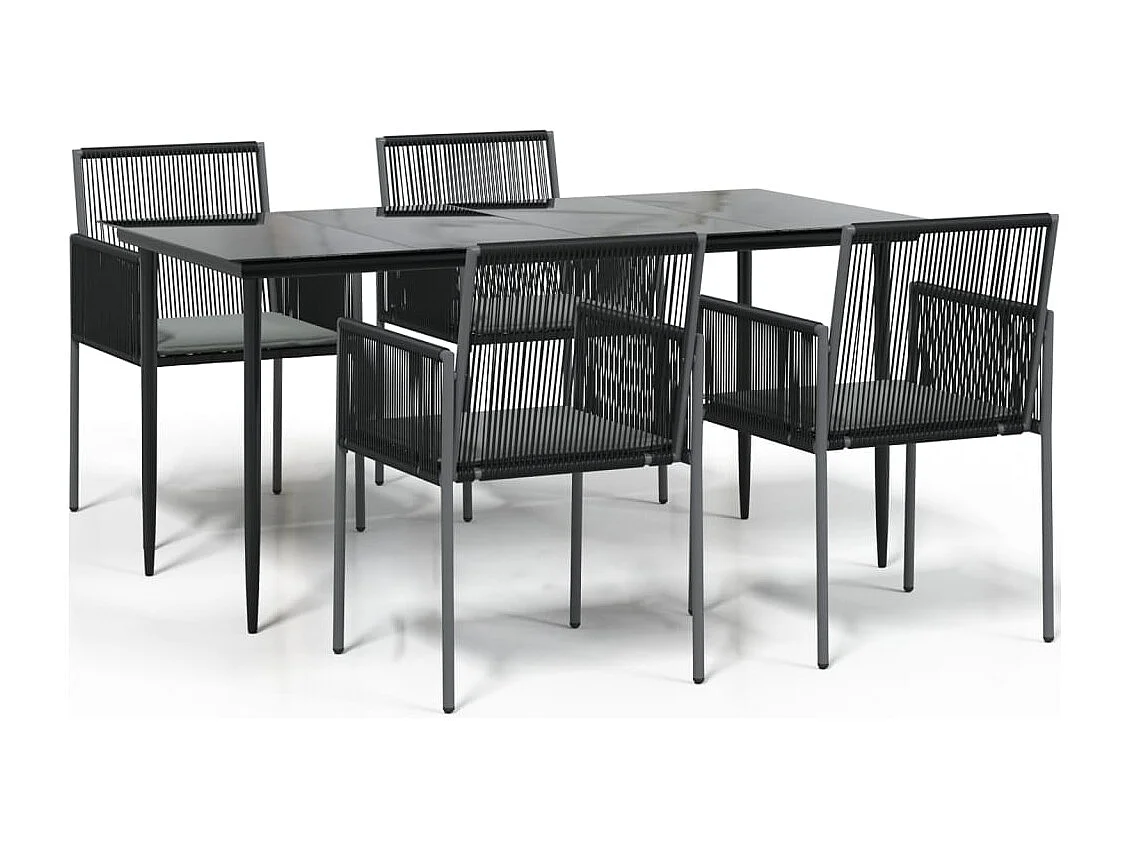 Giovanni Carlo  5-delige Tuinset met kussens poly rattan en staal zwart