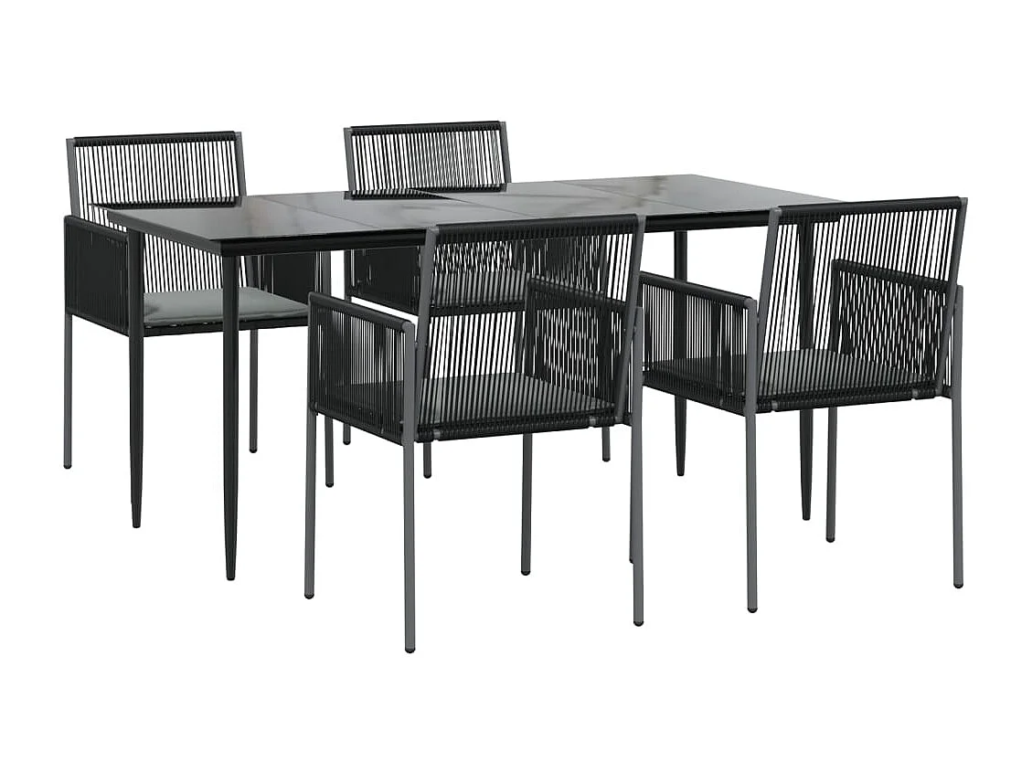 Giovanni Carlo  5-delige Tuinset met kussens poly rattan en staal zwart