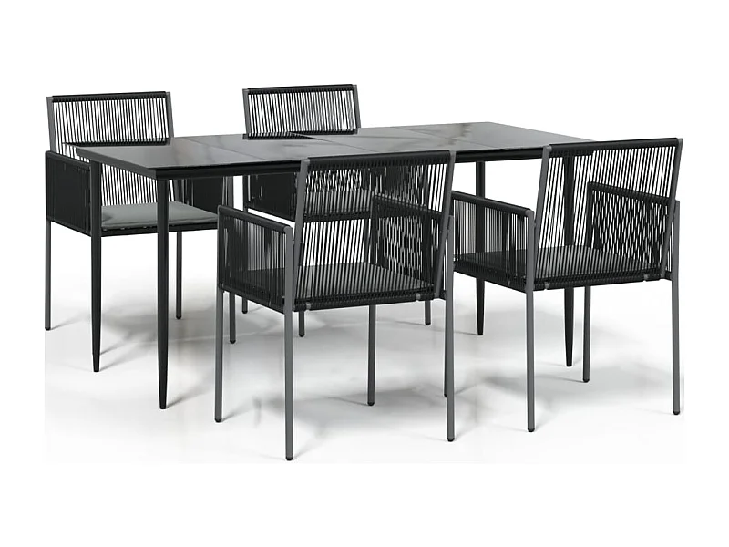 Giovanni Carlo  5-delige Tuinset met kussens poly rattan en staal zwart