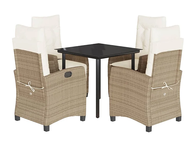 Danira  5-delige Tuinset met kussens poly rattan beige