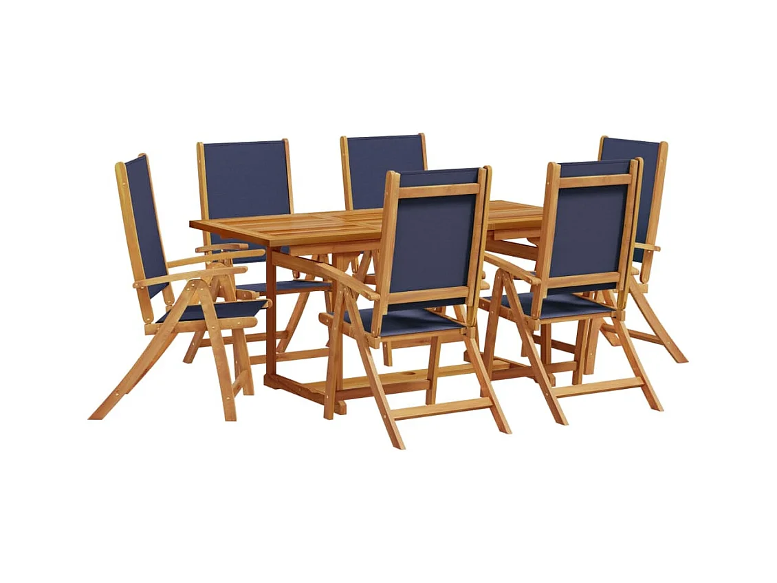 Fjorda  Juego comedor de jardín 7 pzas madera maciza acacia y textileno
