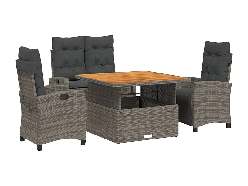 Spello  4-delige Tuinset met kussens poly rattan grijs